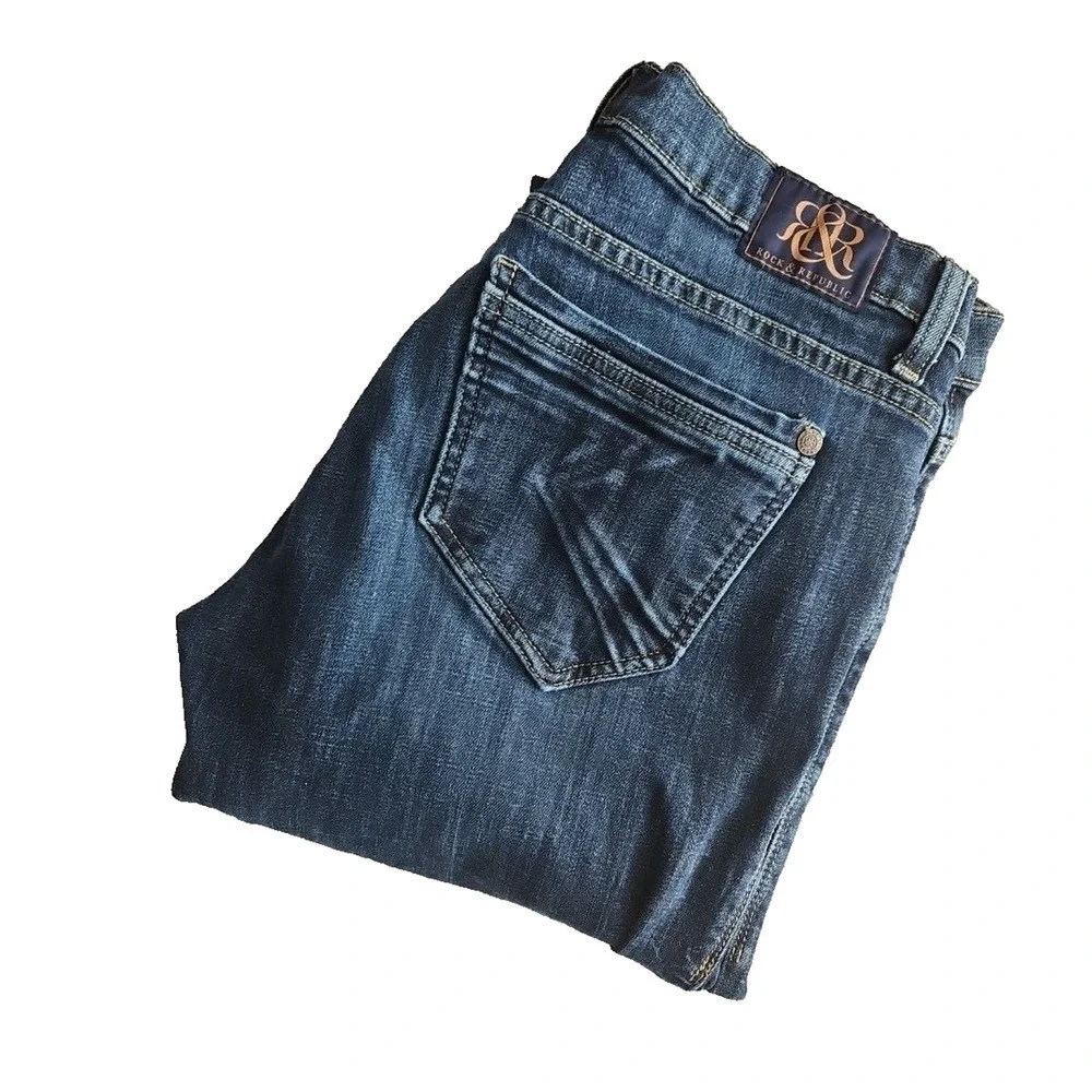 Rock & Republic Jeans Women's Size 10M (32x31) Emo Dark Wash Denim RN#‎ 130273